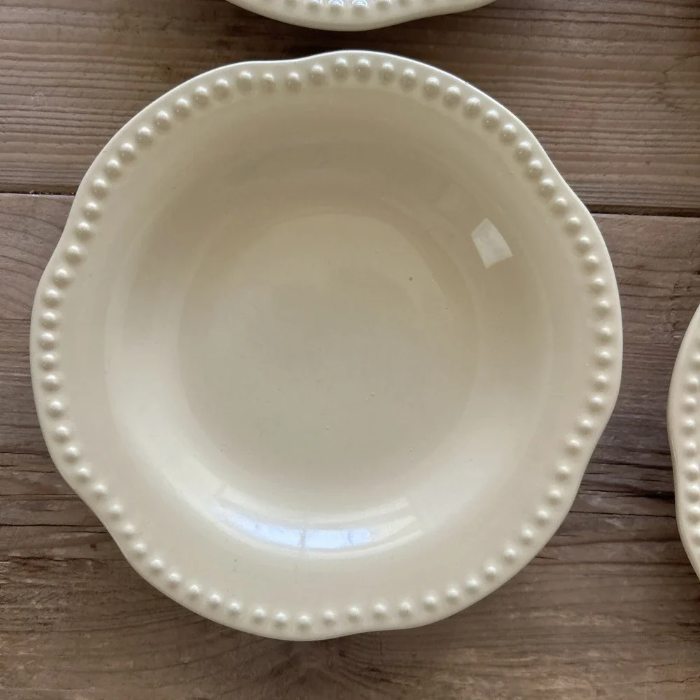 Lot Of 3 Pottery Barn Emma Beaded Stoneware 8 3/4
